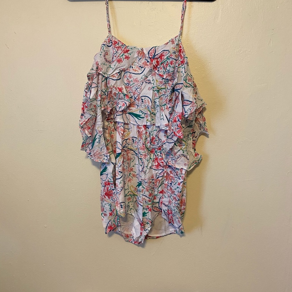 L*SPACE Floral Drawstring Ruffle Romper Cover-up - Picture 4 of 6